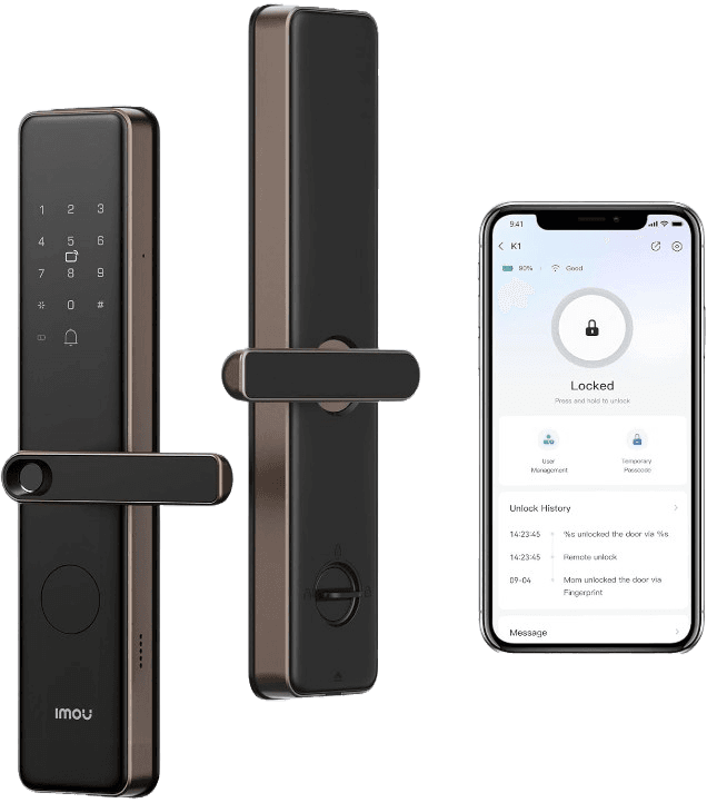 Serrure Connectée IMOU K1 WiFi – Finition Or Mocha – Déverrouillage par Empreinte Digitale, Code & App