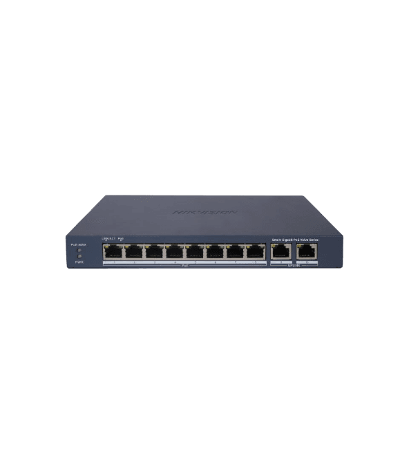 Hikvision DS-3E1510P-EI/M – Switch Gigabit 8 × PoE+ 60 W, 2 uplinks — Hikvision Réseaux