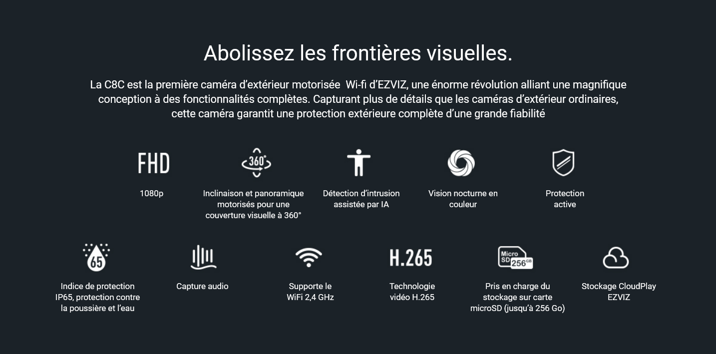 Caméra C8C FHD Wi-Fi Motorisée EZVIZ