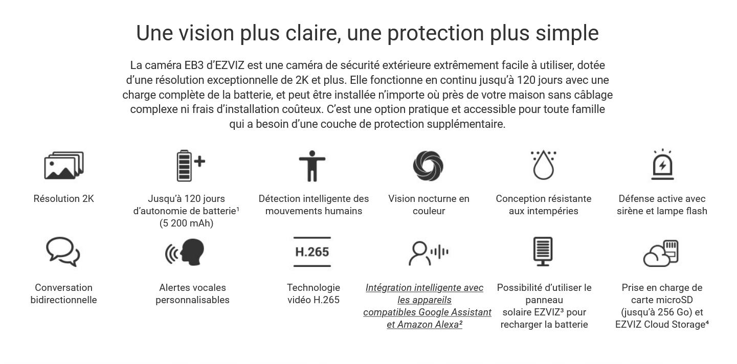 Caméra EB3 2K autonome sur batterie EZVIZ 8
