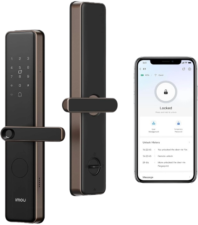 Serrure Connectée IMOU K1 WiFi - Finition Or Mocha - Déverrouillage par Empreinte Digitale, Code & App 1