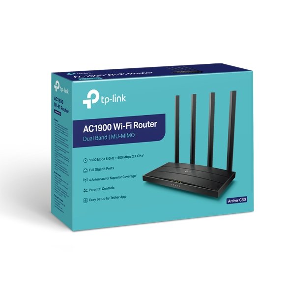 Routeur WiFi TP-Link Archer C80 AC1900 MU-MIMO Bi-Bande Gigabit 5