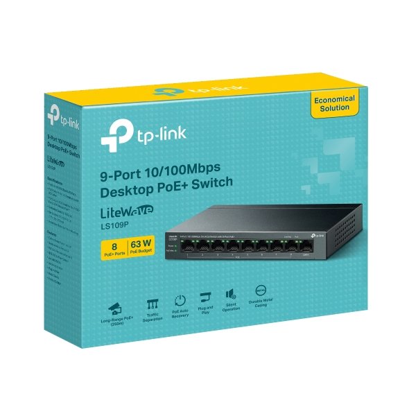 Switch de Bureau TP-Link LS109P 9 Ports 10/100Mbps avec 8 Ports PoE+ 2